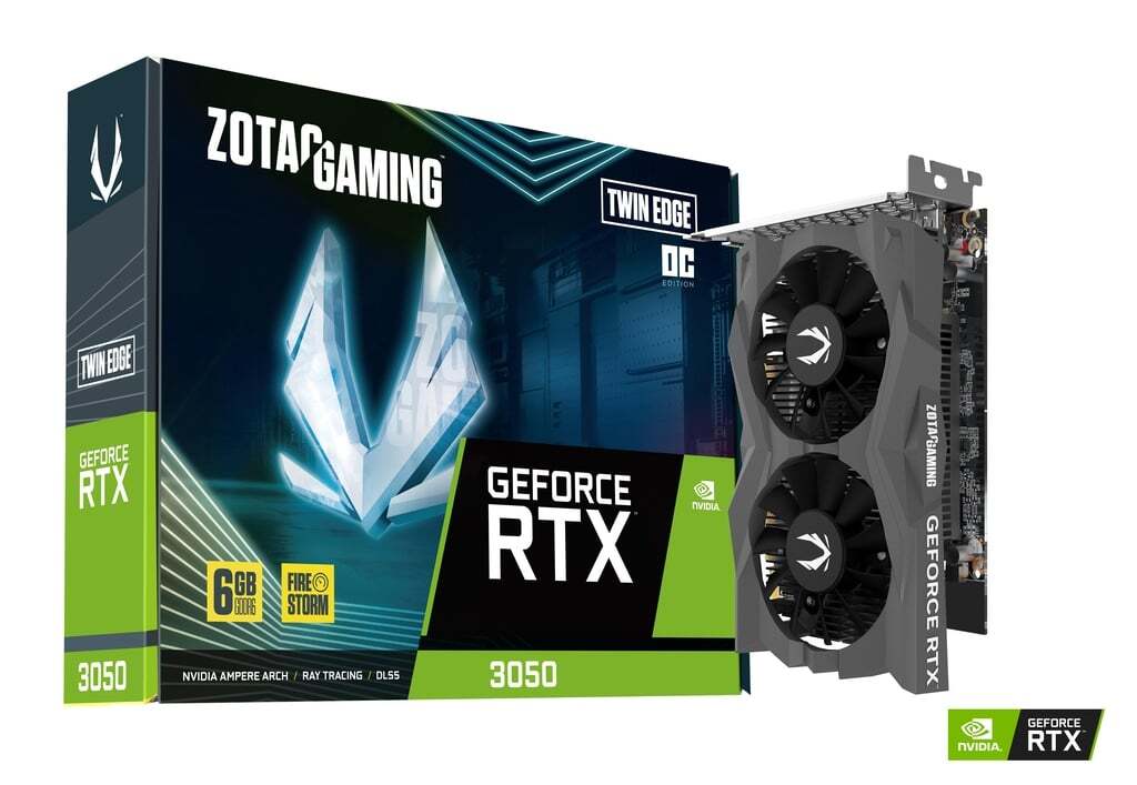 ZOTAC GeForce RTX 3050 Twin Edge OC 6GB GDDR6 96bit / ZT-A30510H-10L