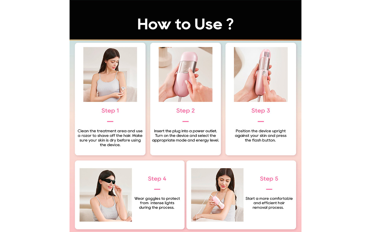 DREAME IPL Home Use Hair Removal Device / D-1186 Pink