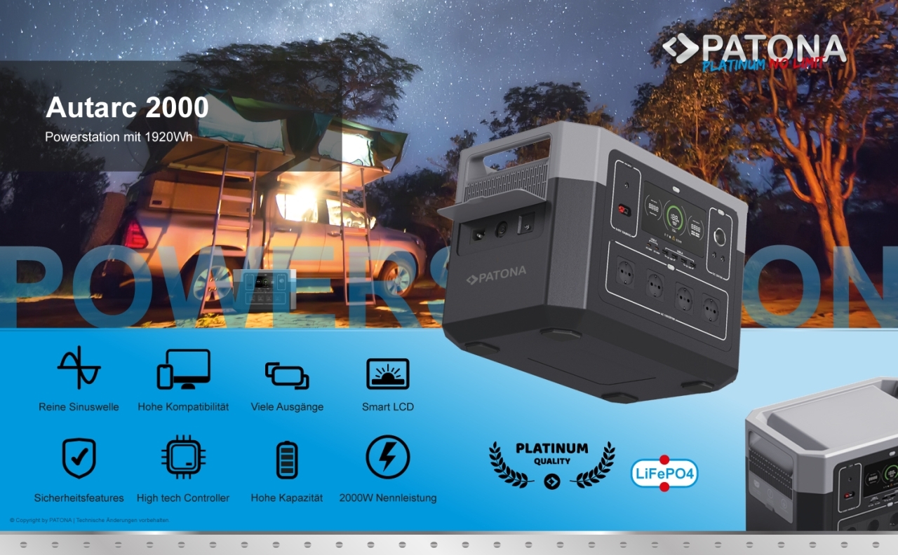 Patona Platinum Powerstation Autarc 2000 + 100W Solar panel