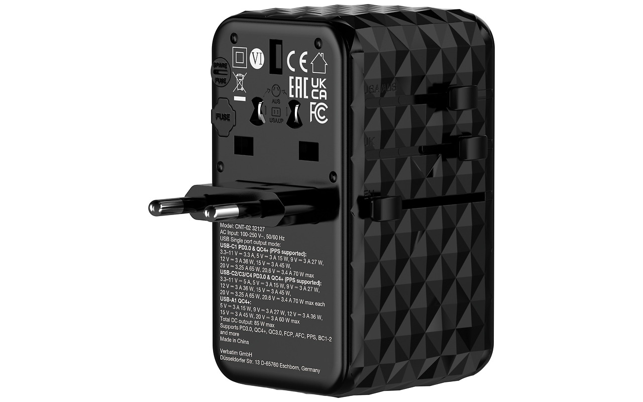 Verbatim GaN III Universal Travel Adapter 85W