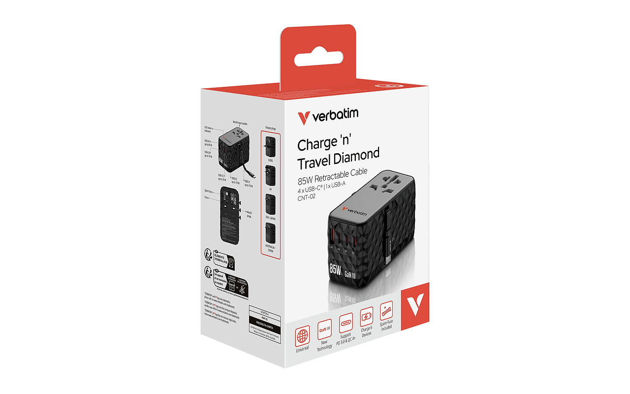 Verbatim GaN III Universal Travel Adapter 85W