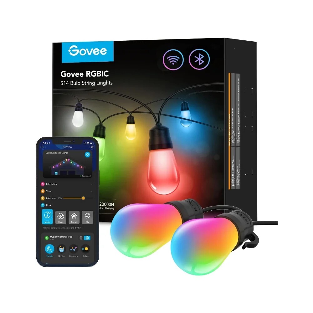 GOVEE RGBIC Smart Outdoor String Lights 15m / H70203B1