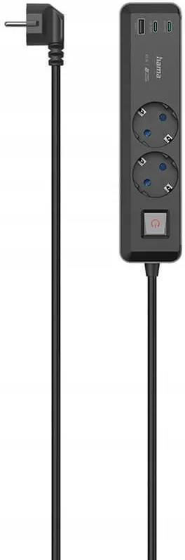 HAMA Power Strip 2-Way + USB 65W