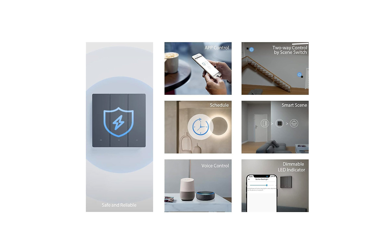 Sonoff Matter Wi-Fi Smart Wall Switch SwitchMan M5 3-Gang / Neutral Grey