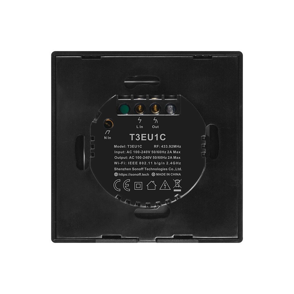 Sonoff Wi-Fi Smart Touch Wall Switch TX Series 1-Gang / Neutral Black