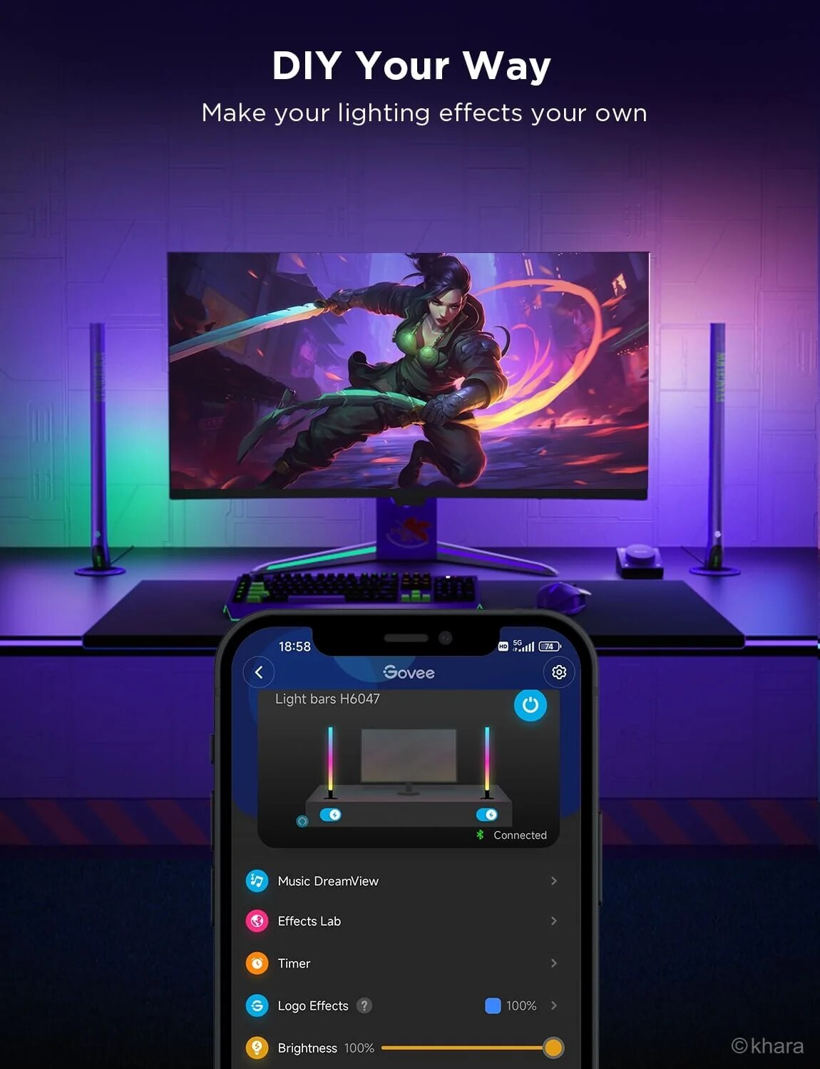 GOVEE RGBIC Wi-Fi Gaming Light Bars with Smart Controller / H6047381