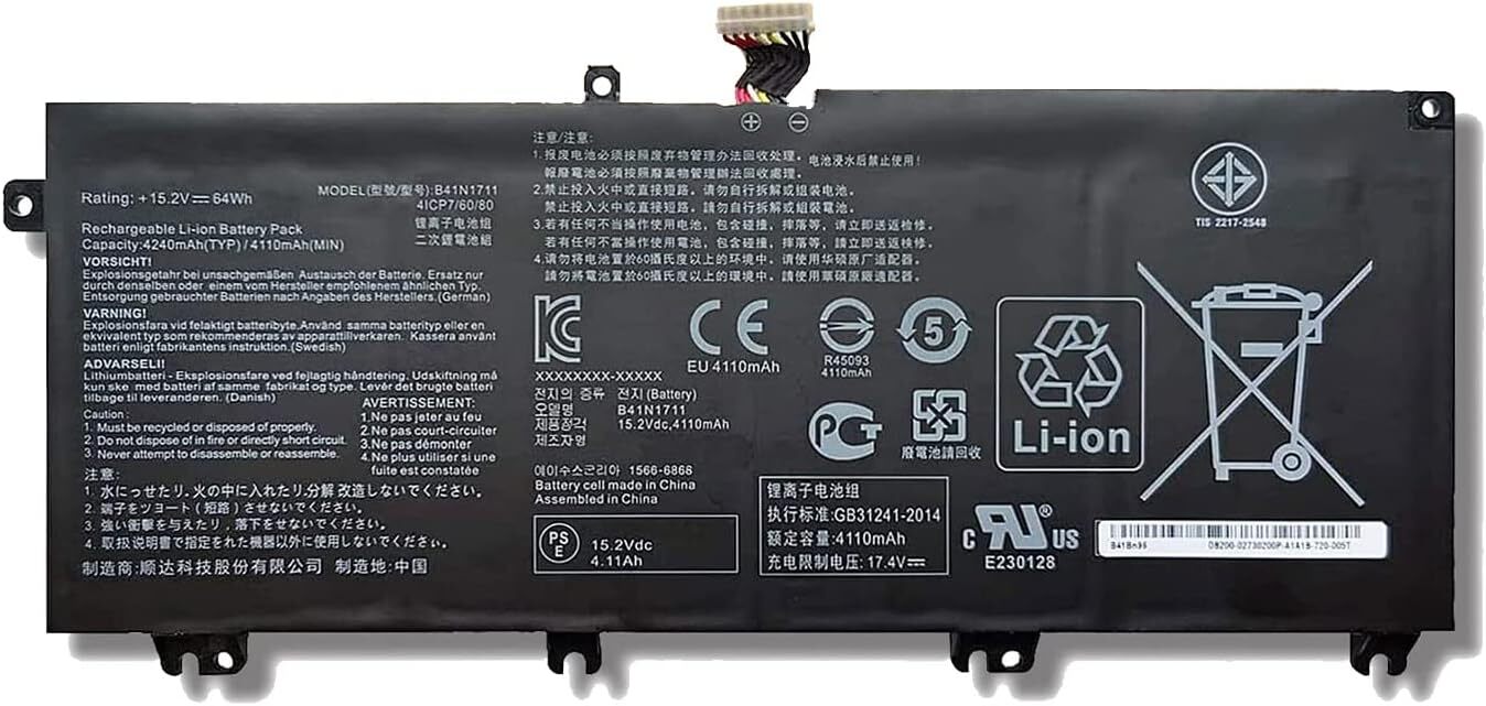 ASUS B41N1711 / GL703 15.2V 64Wh 4110mAh