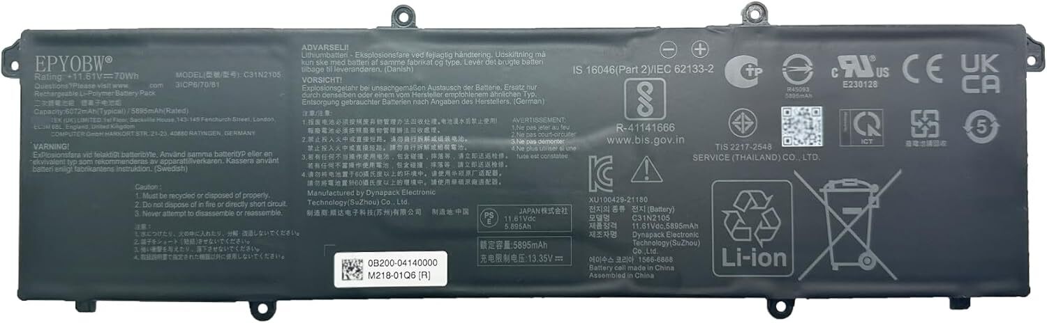 ASUS C31N2105 / 11.61V 5895mAh
