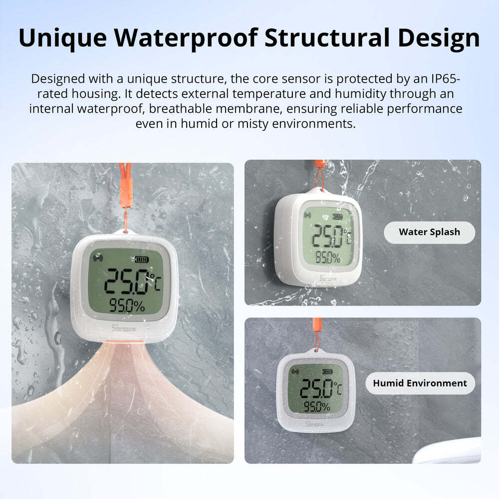 Sonoff Zigbee LCD Smart Temperature Humidity Sensor IP65 / SNZB-02WD White