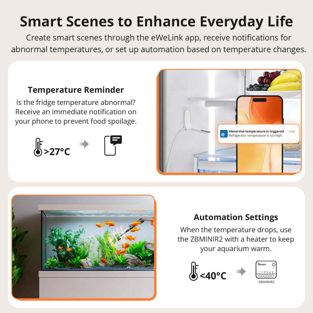 Sonoff Zigbee LCD Smart Thermometer IP65 / SNZB-02LD White