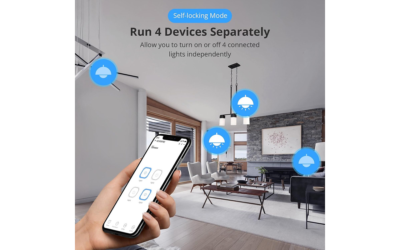 Sonoff Wi-Fi 4-Gang Smart Switch with RF Control 4CHPROR3