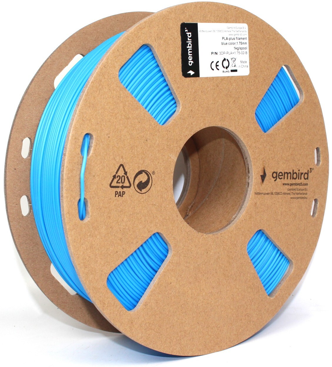 Gembird 3DP-PLA+1.75-02 / 1.75mm / 1kg Blue