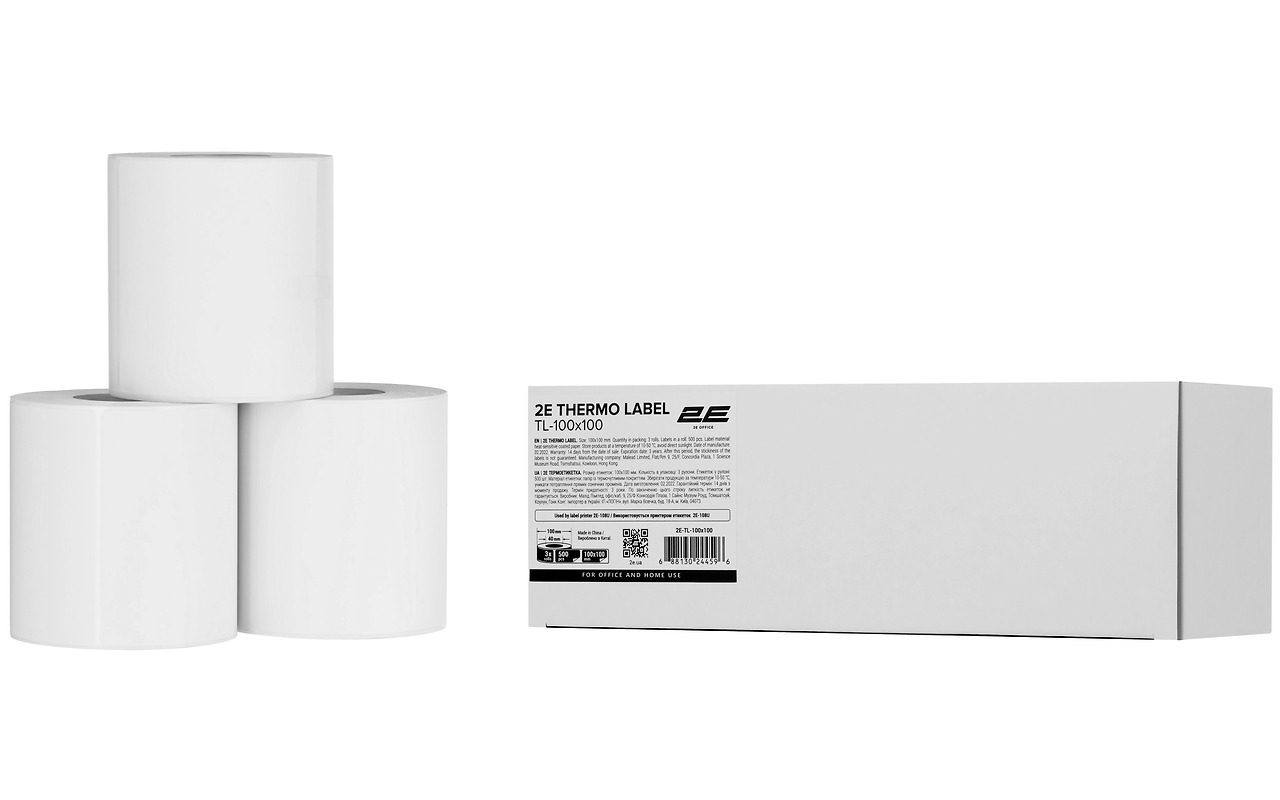 2E Thermal 100x100mm 500l 3 rolls / 2E-TL-100X100