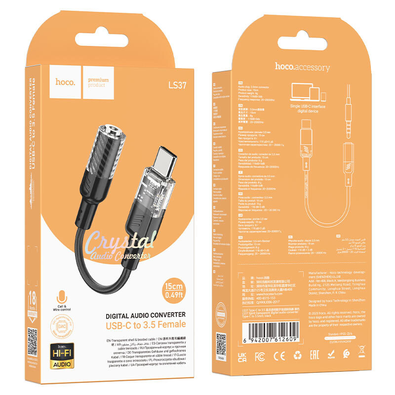 Hoco LS37 Type-C to 3.5mm Black