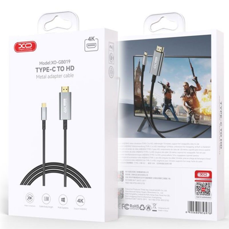 XO GB019 Type-C to HDMI / 1.8m