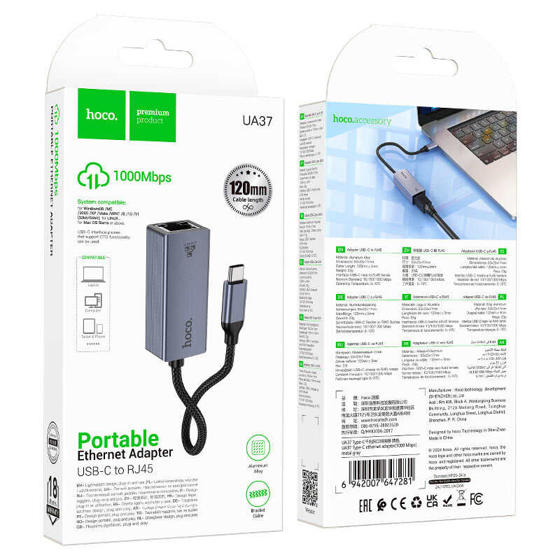 Hoco UA37 Type-C to RJ45