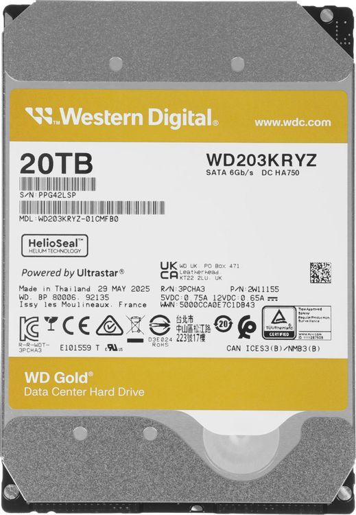 WesternDigital Gold WD203KRYZ 20TB