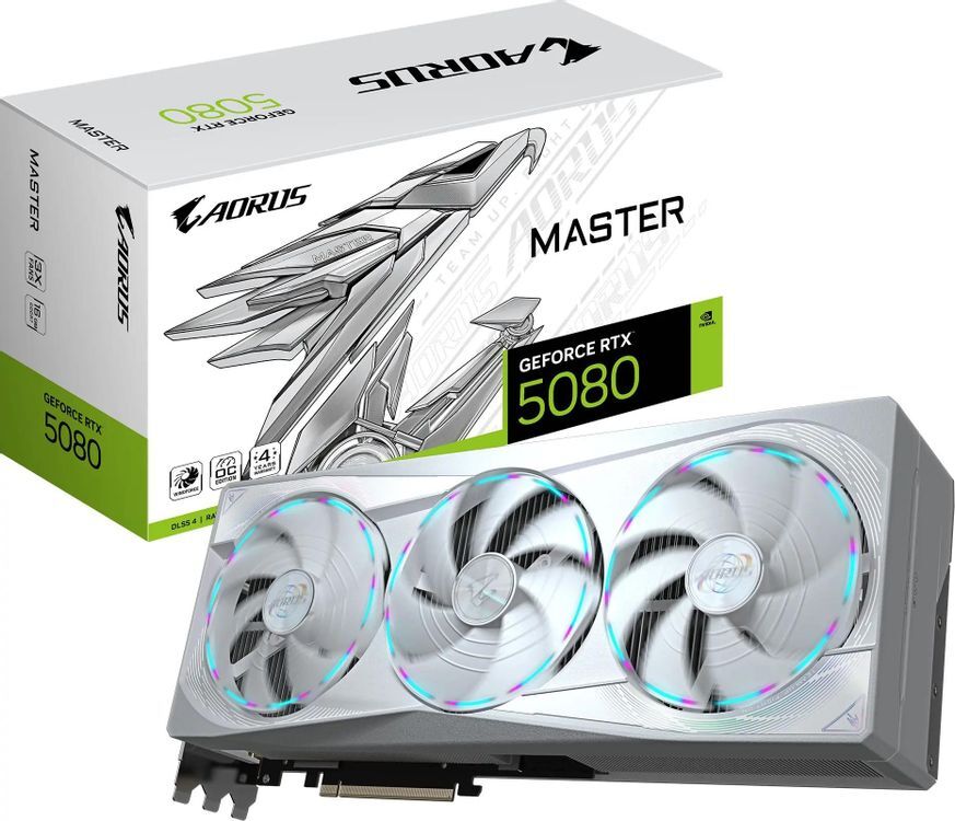 GIGABYTE AORUS GeForce RTX 5080 MASTER ICE 16G / 16GB GDDR7 256bit / GV-N5080AORUSM-ICE-16GD