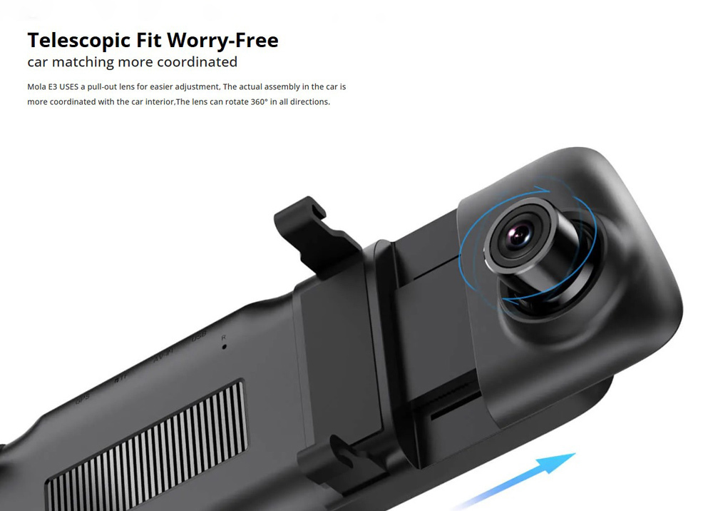 DDPai Mola E3 2K Rearwiew Mirror Dash Cam with Rear Cam RC1