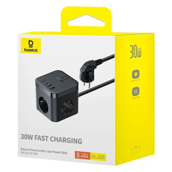 Baseus E00066400117-00  PowerCombo Cube 30W / 3 Socket / 1.5m