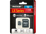 Patriot LX Series Professional PSF64GMCSDXC10 64GB MicroSDXC UHS-I Class 10 + Adapter