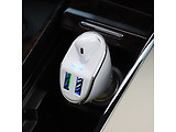 Hoco E47 Car Charger With Wireless Headset / White
