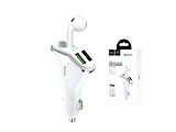 Hoco E47 Car Charger With Wireless Headset / White