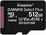 Kingston SDCS2/512GB 512GB microSD Class10 A1 UHS-I + SD adapter Canvas Select Plus
