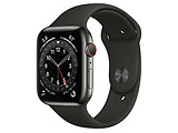 Apple Watch Series 6 GPS + Cellular 44mm Graphite Stainless Steel Case with Black Sport Band / Black
