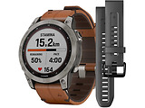 Garmin Fenix 7 Sapphire Solar Titanium with Chestnut Leather Band / 010-02540-31