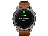 Garmin Fenix 7 Sapphire Solar Titanium with Chestnut Leather Band / 010-02540-31